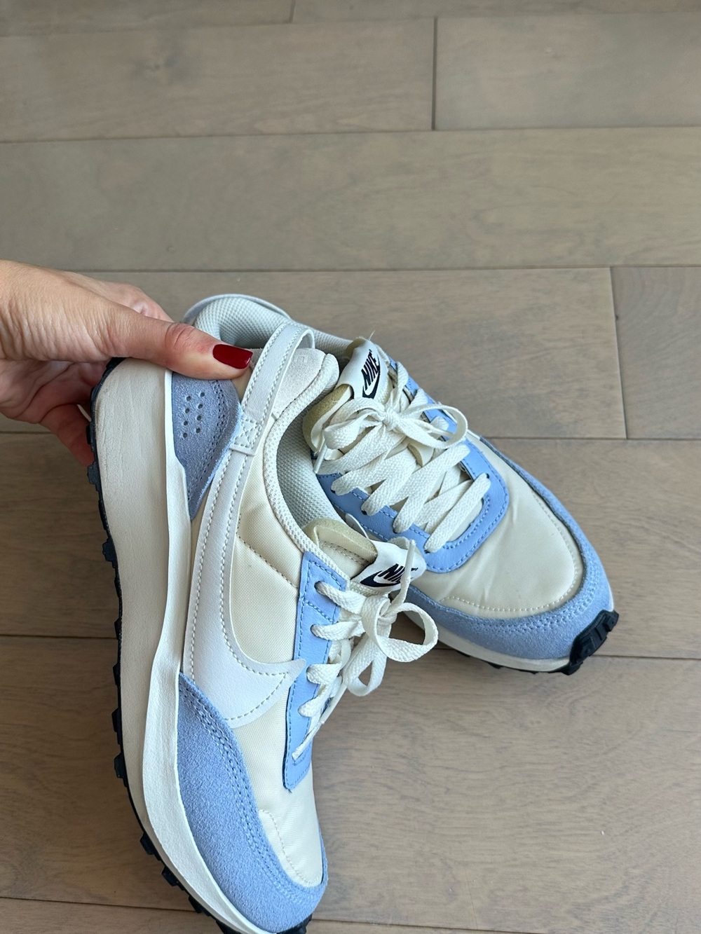 Nike Womenβs Waffle Debut Sneaker Blue & White with Black Outsole